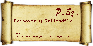 Presovszky Szilamér névjegykártya
